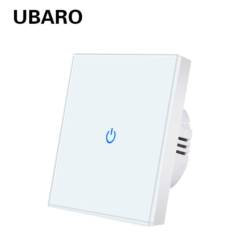 UBARO EU/UK Standard Crystal Tempered Glass Wall Panel Light Touch Switch Led Indicator Sensor Electrical Button 1/2/3Gang 220V