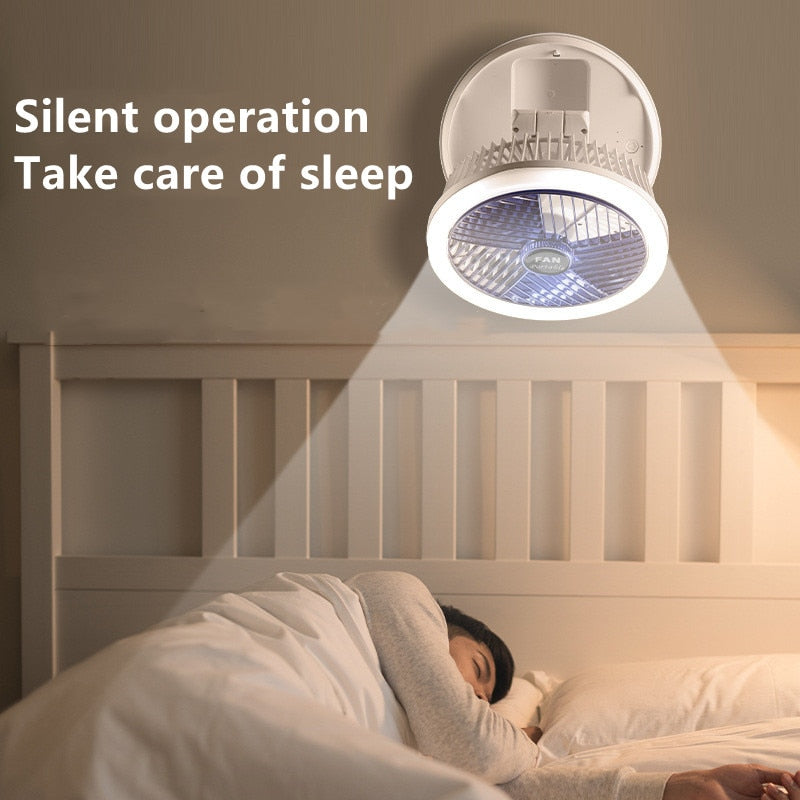 USB Charging Foldable Table Fan Wall Mounted Hanging Ceiling Fan with LED Light 4 Speed Adjustable For Home Room Air Cooler Fan