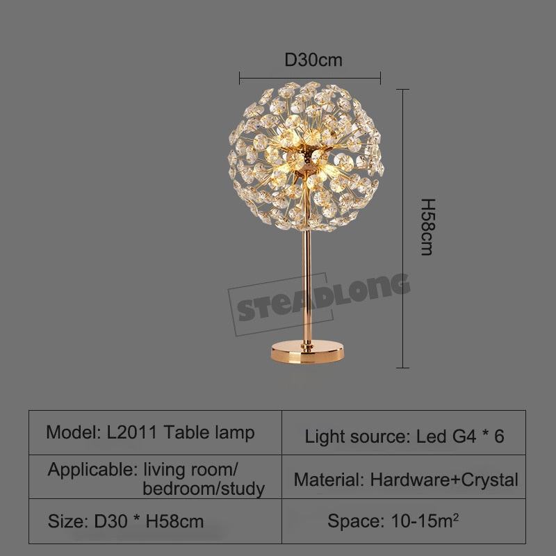 Morden LED Sun Flower Crystal Table Lamps Iron Creative Art Floor Lamp living Room Bedroom Study Bedside Lighting lustre Decor