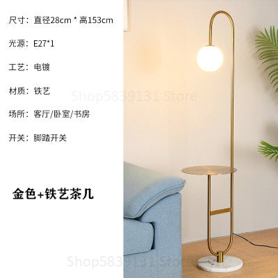 Nordic Led Floor Lamp Iron Marble Standing Lamp with Round Tea Table Art Deco Floor Lamps Living Room Corner Sofa Floor Lights