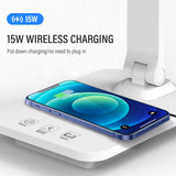 LED Folding Reading Table Lamp 15W QI Wireless Charging Touch Dimmable Color Grading To Protect Eyes for Bedroom Bedside Office