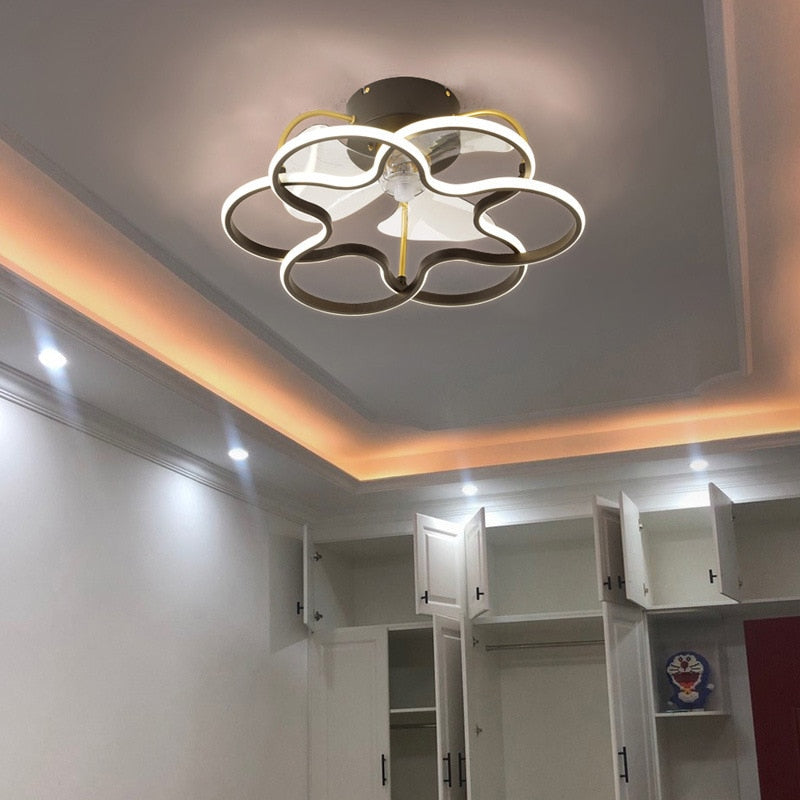 Modern simple LED Ceiling Fan Lamp with remote control Dining Room Bedroom Lamp Silent ceiling Fan light fixture Indoor lighting