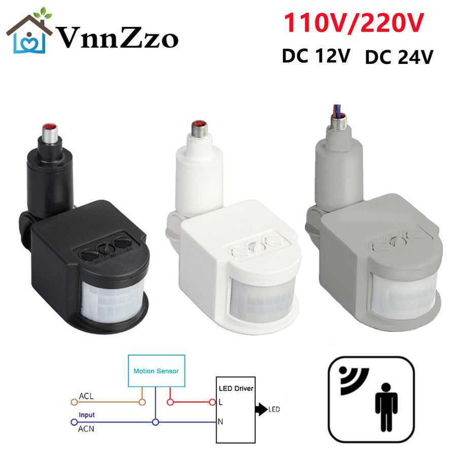 12V Motion Sensor 220V/110V PIR Movement Detector Automatic Infrared W ...