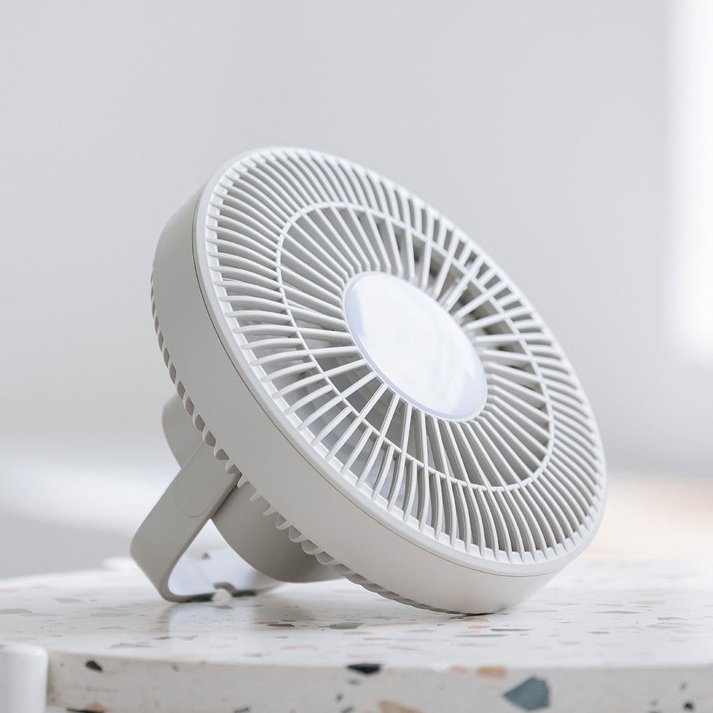 Xiaomi Summer Air Cooler Fan with LED Lamp Remote Control Rechargeable USB Power Bank Ceiling Fan 3 Gear Wall Ventilador