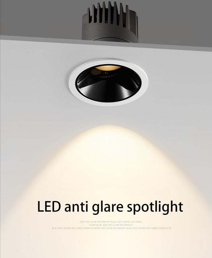 Led Spotlights Recessed Spot Light Opening 75mm Ceiling Lamp Aluminum White Black Foco Anti Glare Lights For  Living Room Home