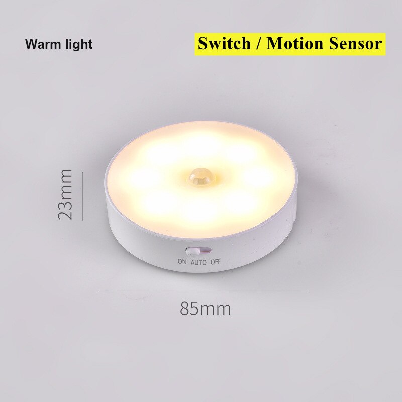 2PCS LED Motion Sensor Light Wireless Night Light Under Cabinet Closet Lamp Smart Wall-Mounted Body Induction Lamp Home Decor