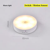 2 Modes Motion Sensor Night Light LED Switch Nightlights USB Chargeable Lights Warm White Wall Lamp for Stairs Closet Cabinet