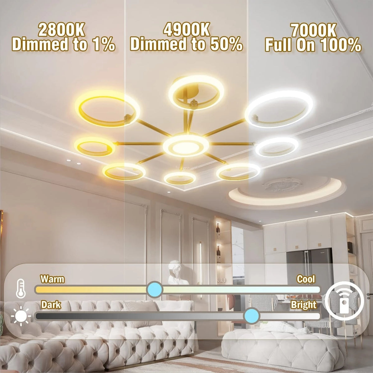 LED Ceiling Lights Modern Chandelier Indoor Hanging Lamps Fixture Remote Dimmable Home Decor Lustre For Dining Room Living Room