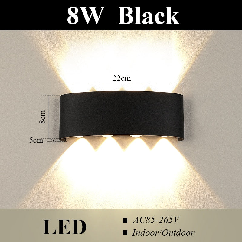 Led Wall Lamp Outdoor Waterproof Up And Down Luminous Lighting Garden Decoration AC85-265V Wall Lights for Bedroom Living Room