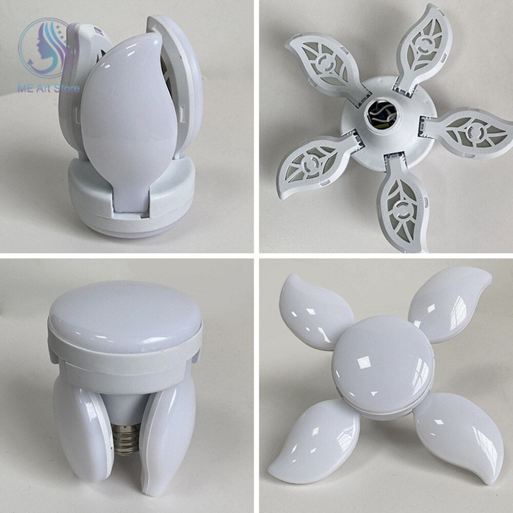 Folding Light Bulb Household Super Bright Energy Saving Foldable Garage Chandelier Five Leaf Light Bulb Adjustable Ceiling Light