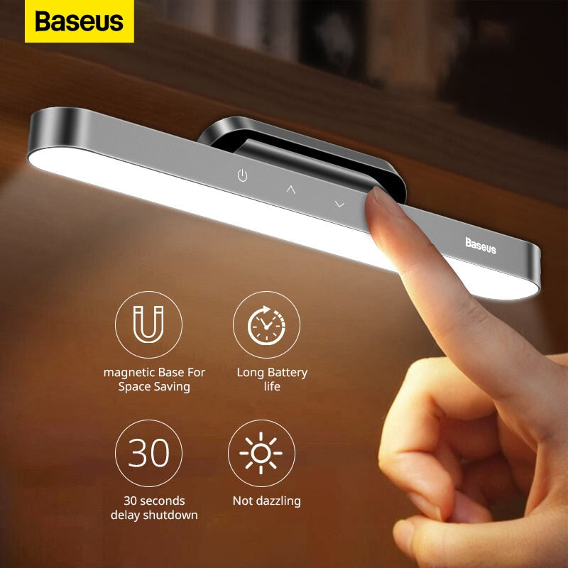 Baseus Night Light Hanging Magnetic LED Table Lamp Stepless Dimming Desk Lamp Rechargeable Cabinet Light For Bedroom Kitchen