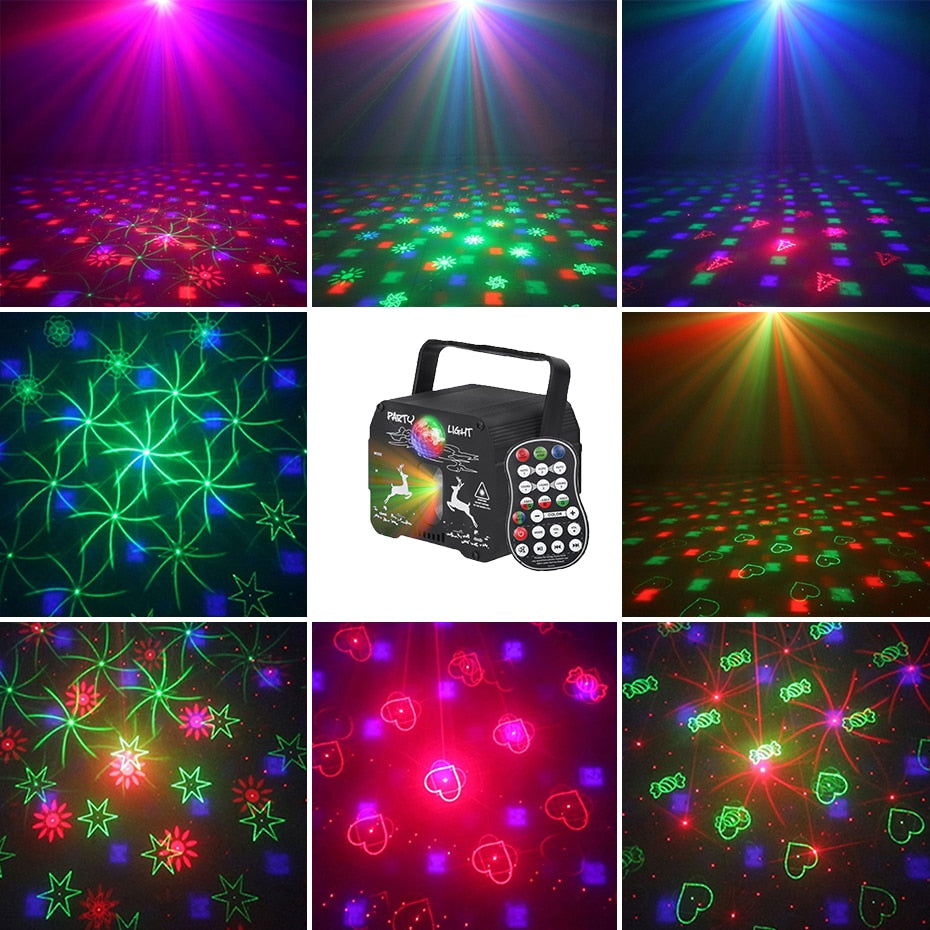 ALIEN RGB Mini DJ Disco Laser Light Projector USB Rechargeable LED UV Sound Strobe Stage Effect Wedding Xmas Holiday Party Lamp