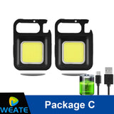 Mini LED Keychain Light Mutifuction Portable USB Rechargeable Pocket Work Light with Corkscrew Outdoor Camping Fishing Climbing