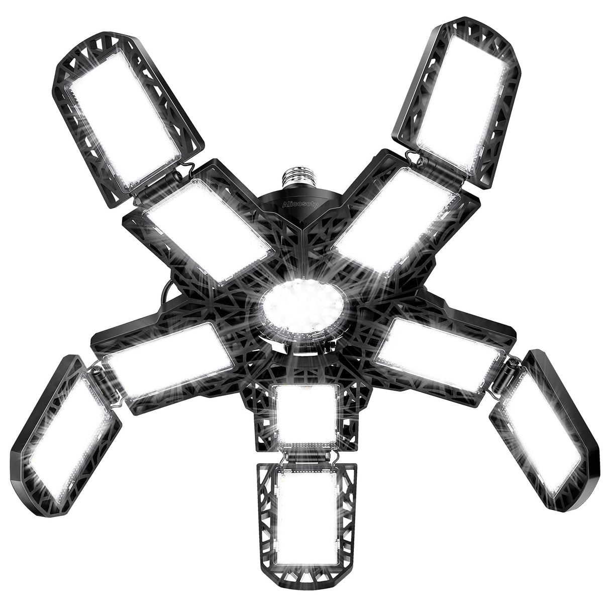 E27/E26 150W LED Garage Light 8000LM Adjustable Deformable Fan Garage Lamp Ceiling Industrial Work Light for Storage Warehouse