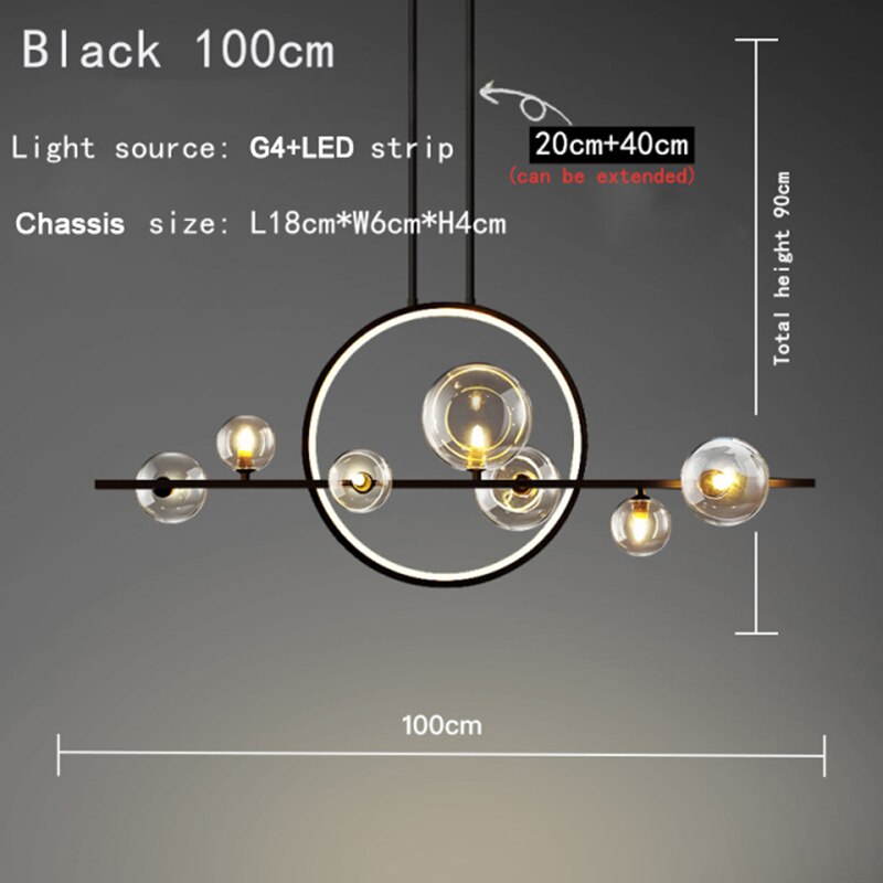 Modern minimalist LED chandelier Nordic ceiling novelty glass bubble Nordic dining table lighting kitchen home decoration lamps
