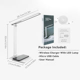 Led Desk Lamp 15W Qi Wireless Charging Table Lamp USB 3 Color Stepless Dimmable Reading Eye Protect Study Bedroom Night Light