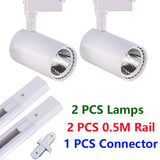 Set Led Track Light Fixture COB Track Lighting Wall Lamp Rail Spot Lights Led 20/30/40W Spotlight Clothing Shop Store Home 220V