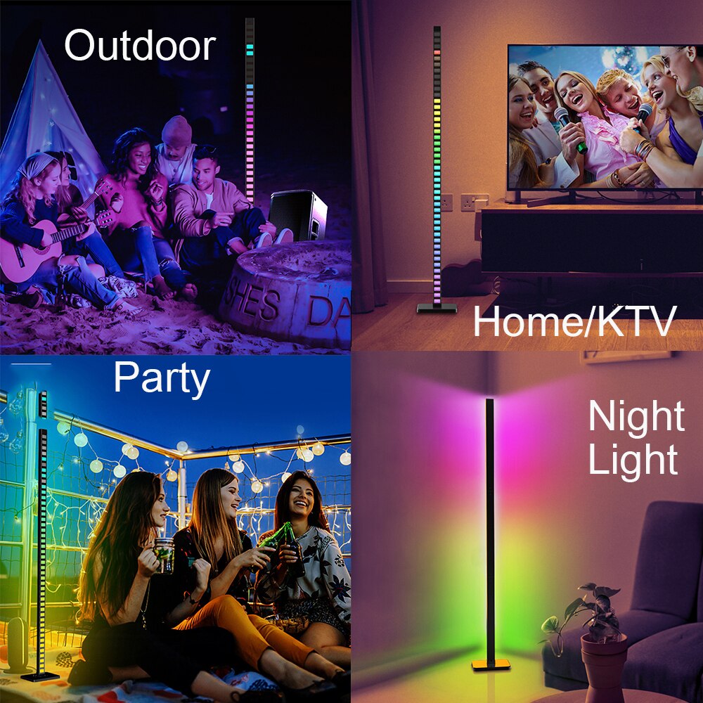 2022 NEW 1.2M Led Floor Light RGB Smart Rhythm Light Bar Remote APP Control Led Music Bar Light 45LED Sound Control Lamp Party