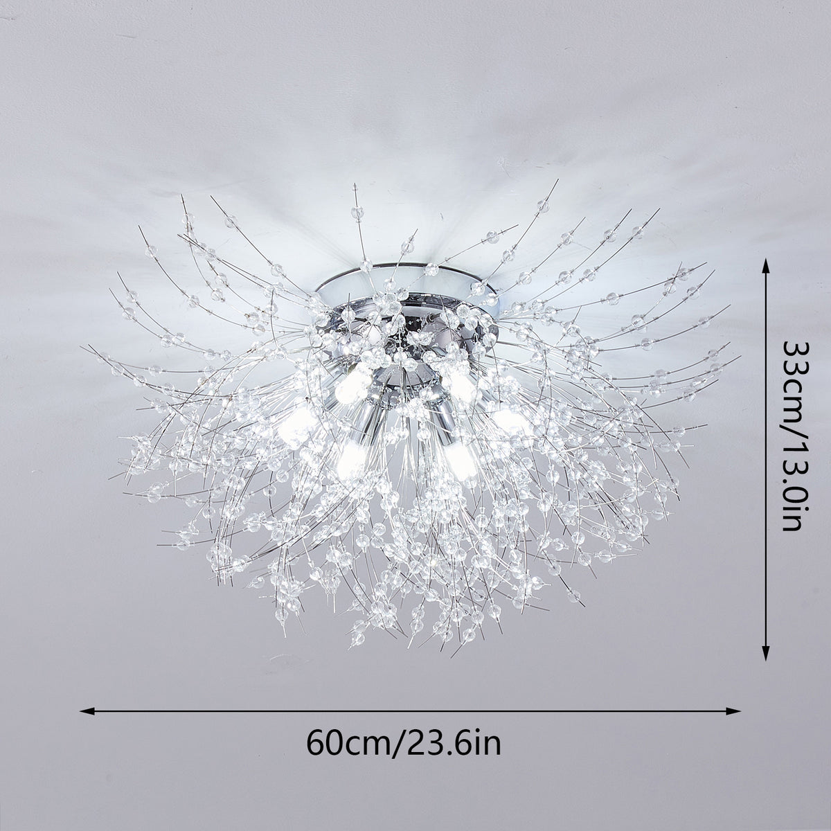 LED Crystal Firework Chandelier Modern Style Ceiling Light Fixtures 6 Light Pendant
