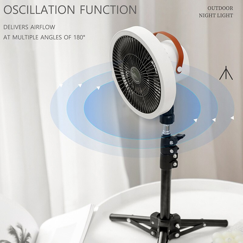 Upgrade 10000mAh Camping Fan With Retractable Tripod Portable Ceiling&amp;Floor Fan with Power Bank LED Lighting USB Electric Fan