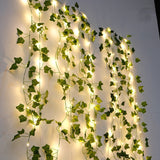 Flower Green Leaf String Lights Artificial Vine Fairy Lights Battery Powered Christmas Tree Garland Light for Wedding Home Decor