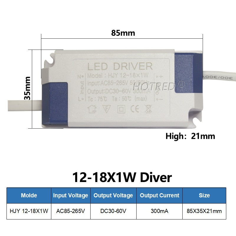 LED Driver 300mA 1W 3W 5W 7W 12W 18W 20W 25W 36W Constant Current Driver Power Supply AC85-265V DownLighting Transformers Bulb