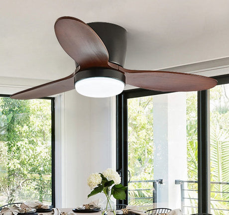 35Inch Design Fan Modern Floor Wood Dc Ceiling Fan Lamp With Remote Control Indoor Solid Wood LED light Fans For Home Ventilation