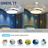 New 110V 220V Nordic Ceiling Fan Living Room Led Invisible Fan Lamp Ceiling Bedroom Fan Remote Control Reversible Blades Fans