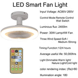 LED Smart Fan light E27 bulb 30W LED Ceiling Light with Remote Control Dimmable Ceiling Light