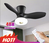 New Nordic bedroom fan light ultra-thin frequency conversion mute restaurant ceiling fan light children&#39;s room bedroom fan lamp