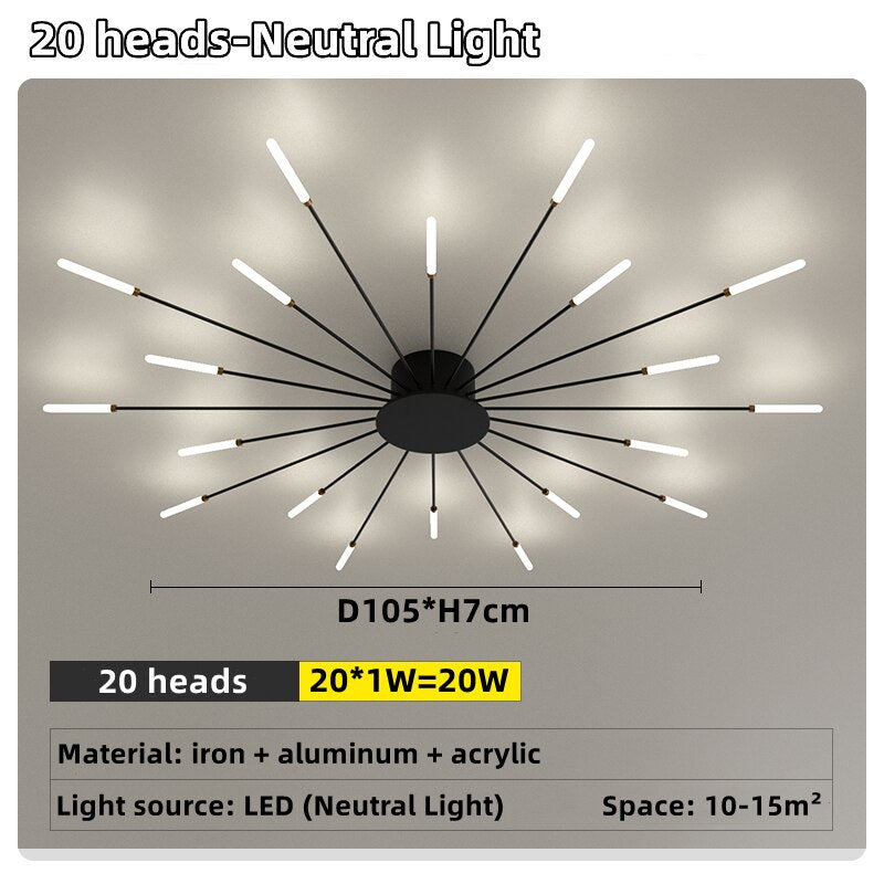 Led Firework Chandelier Dimmable For Living Room Bedroom Modern Ceiling Chandelier Dining Room Ceiling Lamp With Remote Control