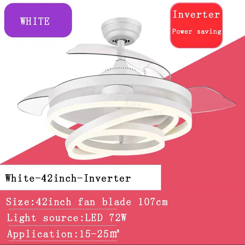 Modern 2023 Ceiling Fan Remote Control With Lights Silent Rechargeable Fan Ventilator Fans Lamp for Dining Room Living Room