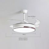 New 110V 220V Nordic Ceiling Fan Living Room Led Invisible Fan Lamp Ceiling Bedroom Fan Remote Control Reversible Blades Fans