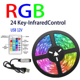 LED Strip RGB 2835 5V USB Bluetooth IR Control Lighing Flexible Tape Ribbon Desktop Screen BackLight Diode TV Decoration Lamp