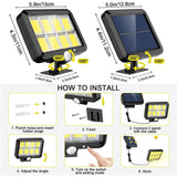 COB LED Solar Powered Light Outdoors PIR Motion Sensor Waterproof Wall Emergency Street Security Lamp For Garden Decoration
