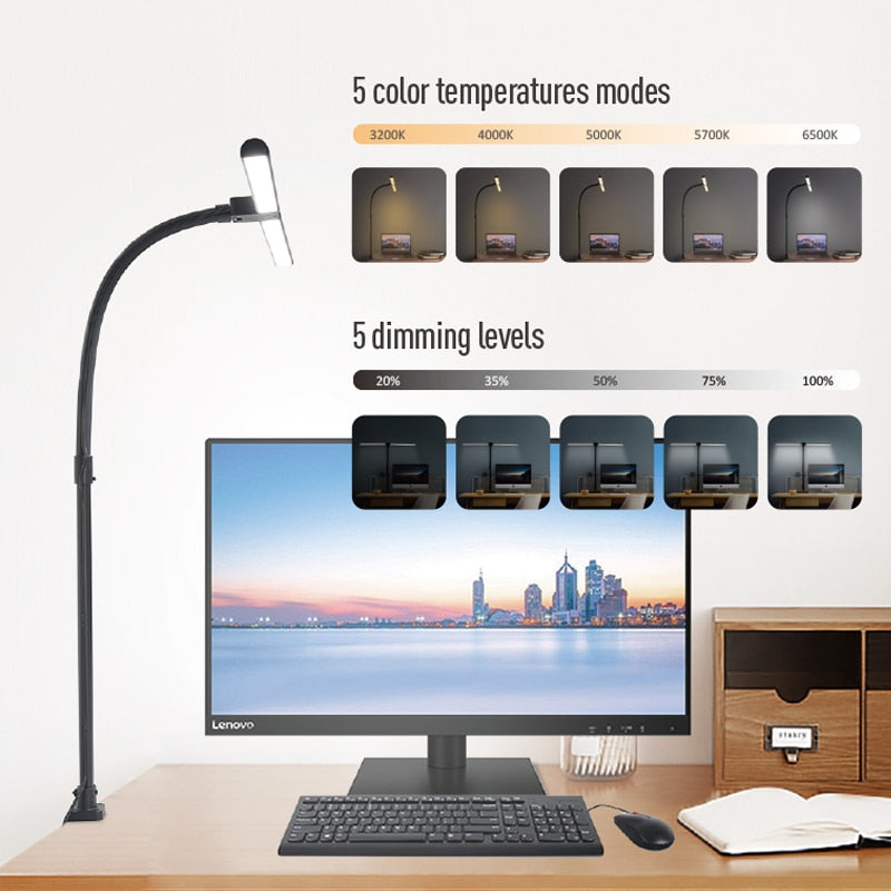 LED Clip Remote Control Desk Lamp Architect Table Lamp for Home Office Lighting 5 Color Modes and 5 Dimmable