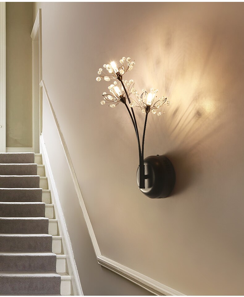 24V Safe Modern LED Floor Lamps for Bedroom Lighting Fixtures Crystal Ball pendant Silver G4 LED Dandelion Chandelier light