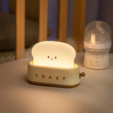 LED Bread Maker Night Light Toast Lamp USB Charging Dimming Table Lamps Children Timing Sleeping Fun Switch Mood Lights