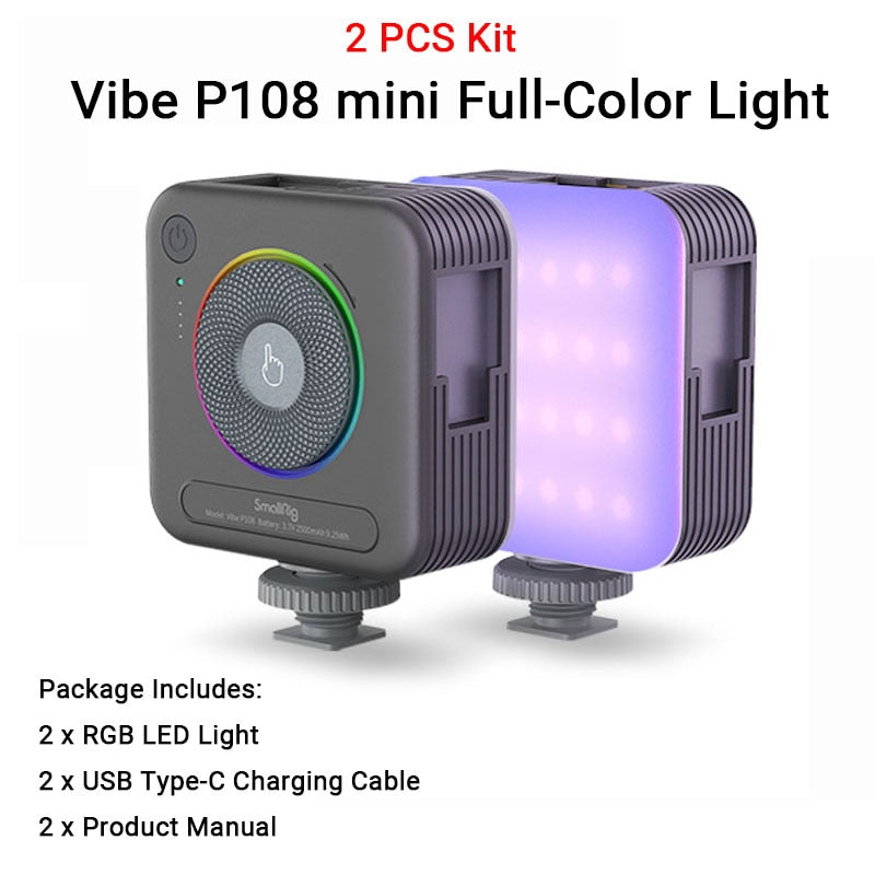 SmallRig Portable Vibe P108 RGB Video Light Smart Light 130mins long-lasting Pocket Size 108 LED Beads Floodlights 4055