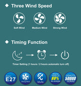 2in1 Smart Ceiling Fan E27 Light Head 30W Lighting Fan With Remote Control LED Electric Fan