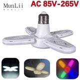E27 LED AC85-265V Bulb Fan Blade Timing Lamp 28W Foldable Led Light Bulb Night Lights For Home Ceiling Light Lighting