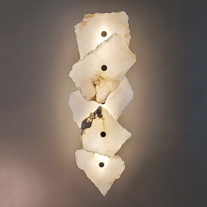 Novelty Natural Marble LED Wall Lights Gold Copper Every Piece Different Sconces Lamp For Foyer Dining Room Bedroom Aisle