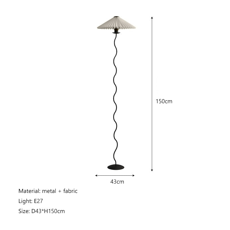 Nordic Minimalist Pleated Fabric Led Floor Lamp Living Room Home Decor Sofa Corner Standing Table Light Bedroom Bedside Lamp