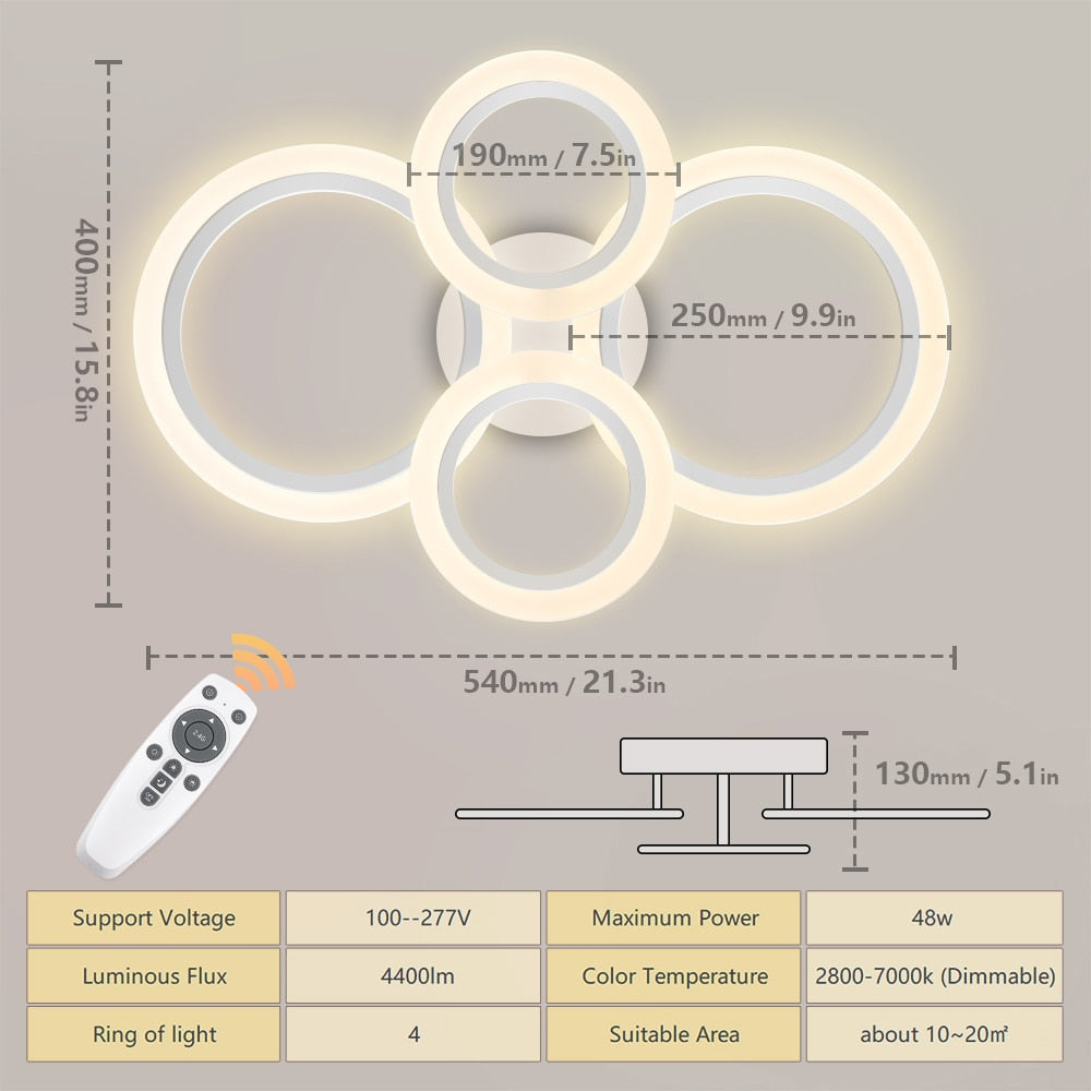 LED Ceiling Lights Modern Chandelier Indoor Hanging Lamps Fixture Remote Dimmable Home Decor Lustre For Dining Room Living Room