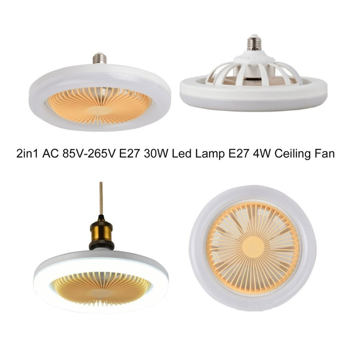 30W Ceiling Fan With Integrated Lights E27 Remote Ceiling Lighting Bedroom Living Room Switch Control 2400LM Home Lamps AC86-25V