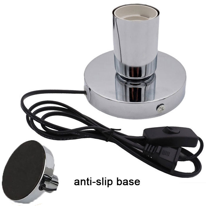 Anti-Slip Metal Desktop Lamp Base 180cm Cord E27 E26 Base Holder with on/off Switch, EU AU BS US Plug Screw Base for Table Lamp