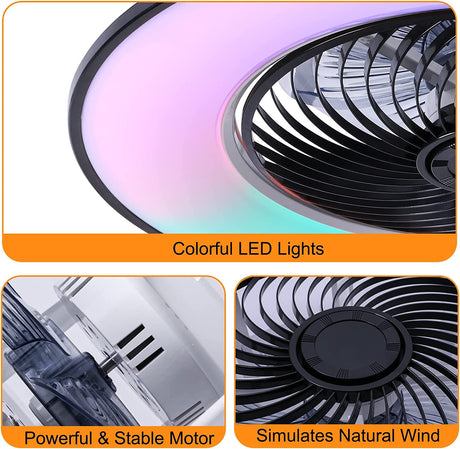 Smart Ceiling Fan LED Ceiling Light Remote Control Floor Standing Fan 3-Wind Speed Dimmable For Home Room With Musical Rhythm