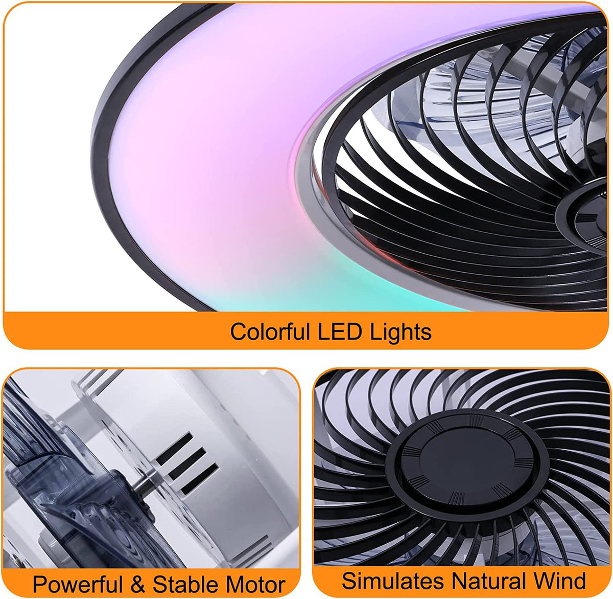 Smart Ceiling Fan LED Ceiling Light Remote Control Floor Standing Fan 3-Wind Speed Dimmable For Home Room With Musical Rhythm