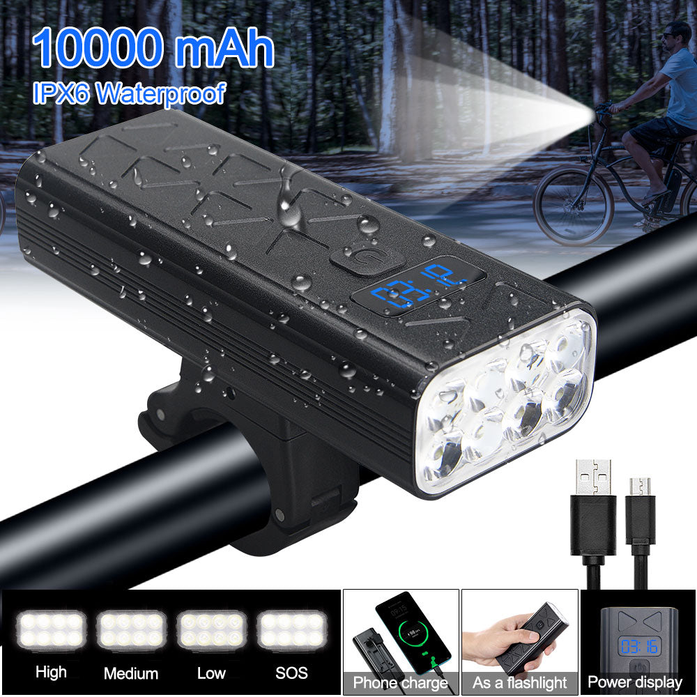 10000 MAH Battery Bike Lamp 5000LM Bright USB Charging Front Handlebar Headlight 2 LED/3 LED/5 LED/8 LED Bike Light for Cycling