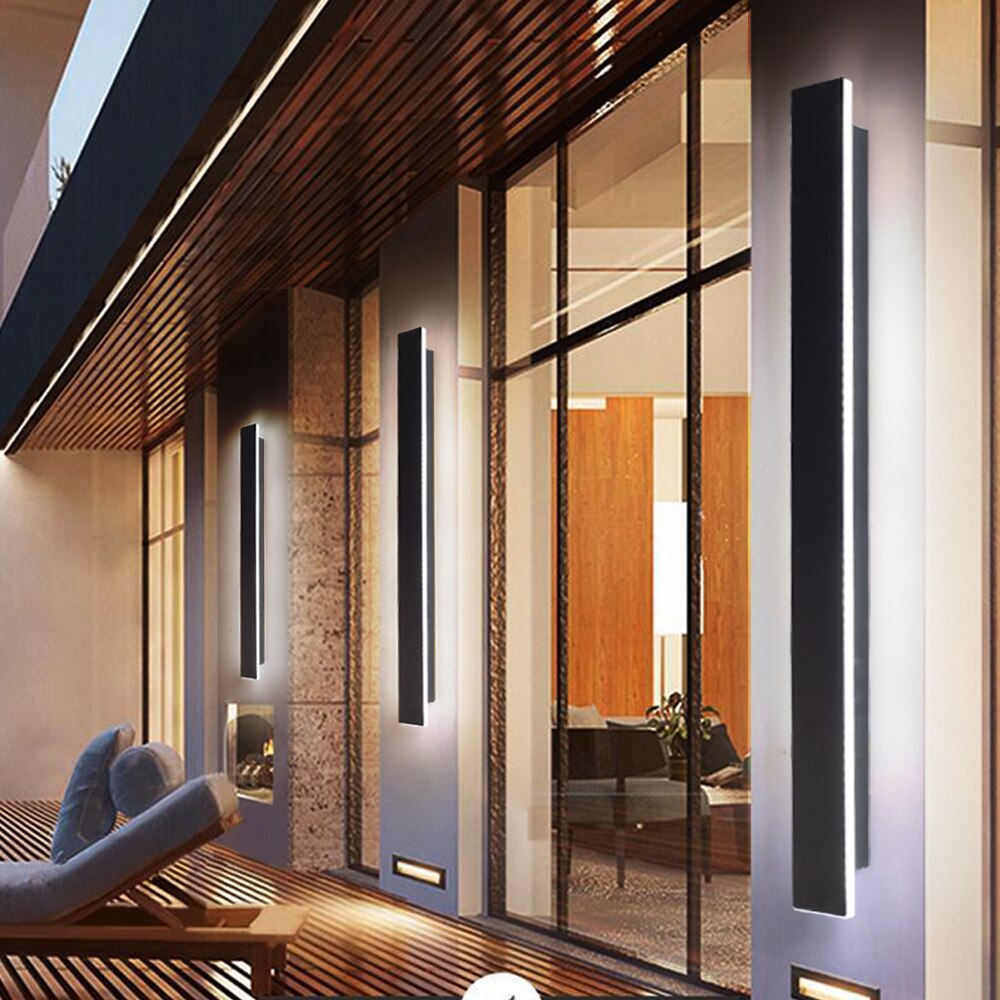 Modern Outdoor LED Wall Lamp 110V 220V Long Wall Light IP67 Waterproof Outdoor Lighting Garden Villa Porch Sconce Lamp Luminaire